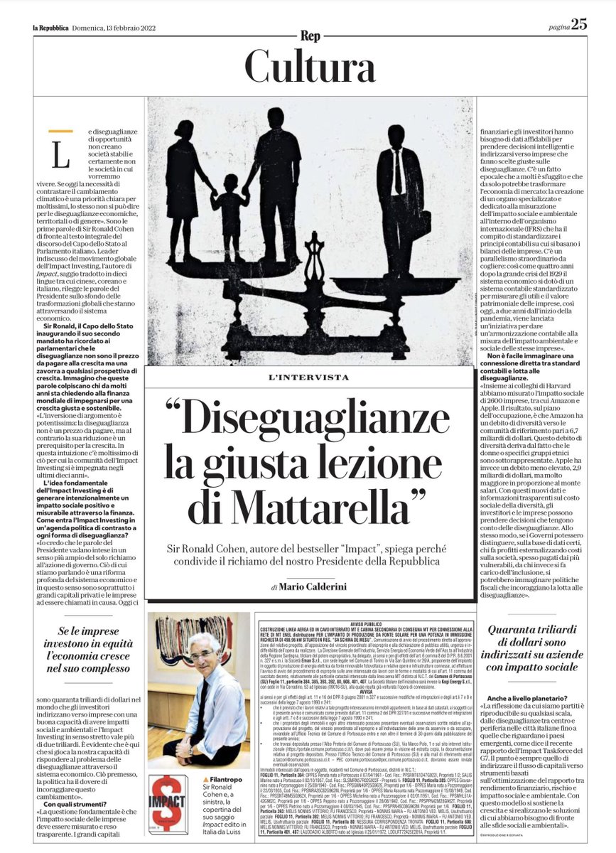 mariocalderini's tweet photo. Ho intervistato @sirronniecohen per Repubblica. Questo il testo integrale pubblicato stamattina sulle pagine della cultura. @_EVPA_ @impact_deal @SIAita_ @GSGimpinv @SocialEcoEU @SocEntEU @EU_Social @GruppoCDP @CSP_live @FondazioneCRT https://t.co/pZX8Vbpccs