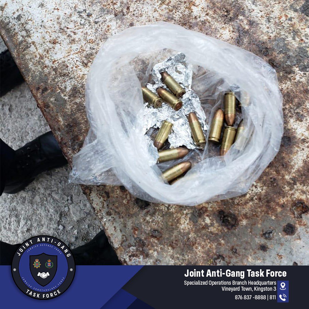 JamaicaConstab's tweet photo. The Joint Anti-Gang Task Force (JAGTF) conducted a targeted operation in Homestead, St Catherine on Sun Feb 13, 2022.
During the operation thirteen 9mm rounds were found.
Our joint effort continues as we seek to create a safer Jamaica.
#JointAntiGangTaskForce https://t.co/gdPSfpbJlT