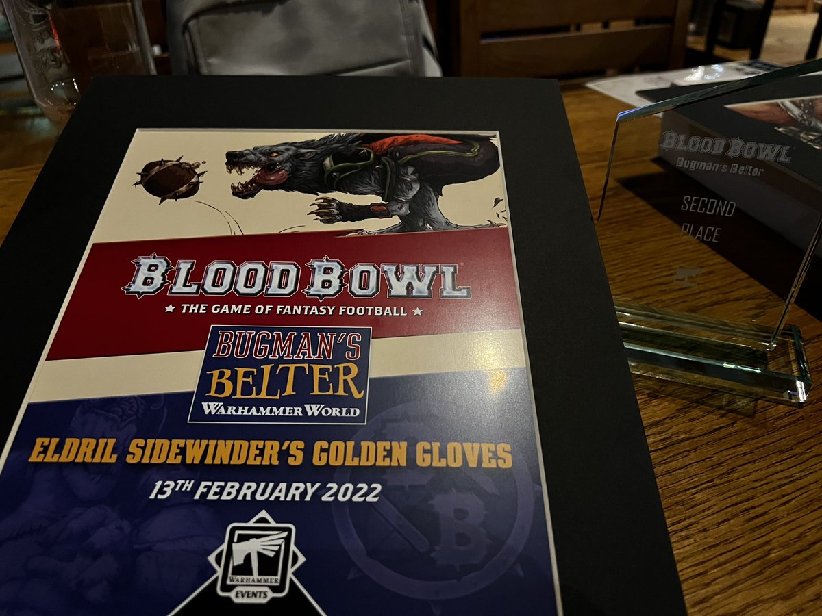 What a day for team One Turn Touchdown at Bugmans Belter at #warhammerworld . I came 2nd with most touchdowns and Chris came first with best defence #bloodbowl