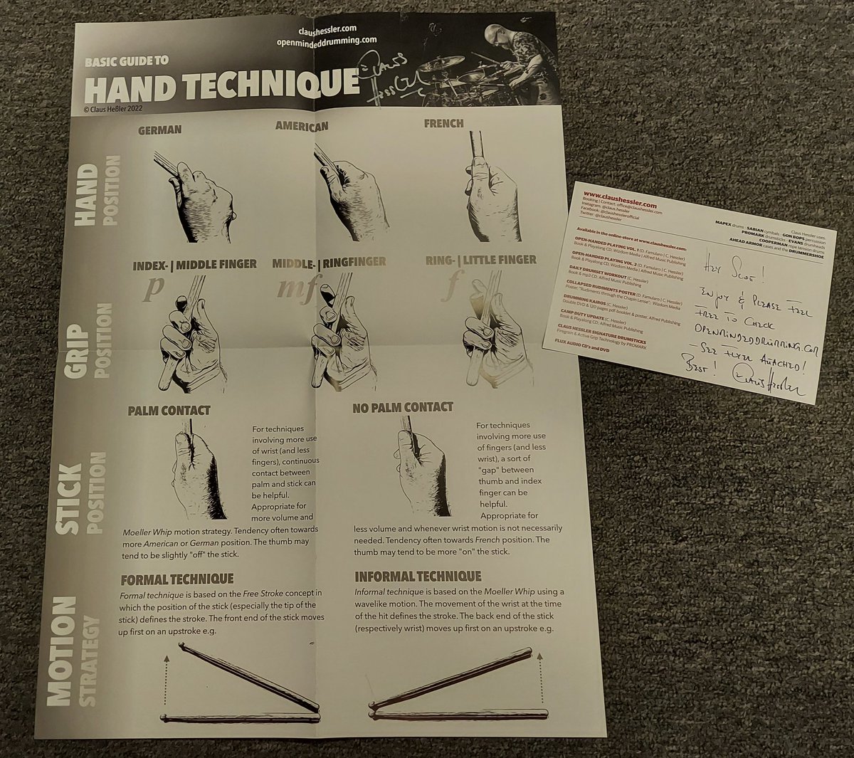 GenoveseScott's tweet image. Received this fantastic #HandTechnique #poster by #ClausHessler! Fantastic #drummer and #teacher/#educator. Explore his program #OpenMindedDrumming! Thank you! Ready to frame and hang it up 😁🎶🥁 #drums #drumming #drummers #drumkit #drumset #music #musiceducation #drumeducation