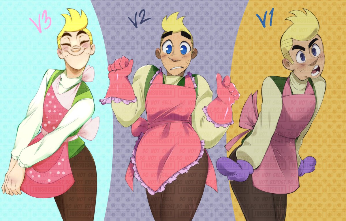 JunsuiSilly's tweet photo. More December art!
I wanted to stylize all 3 versions of #HughTest from the #JohnnyTest series
I love that he even got 3 different apron styles ๐ญ https://t.co/O1l99q7oU4