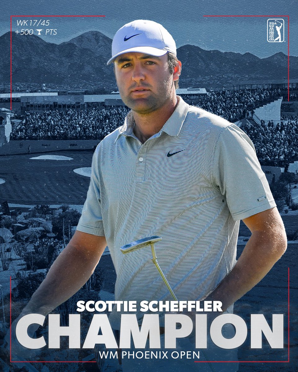 Super Sunday for Scottie Scheffler. 🏆 The 25-year-old wins his first TOUR title @WMPhoenixOpen.