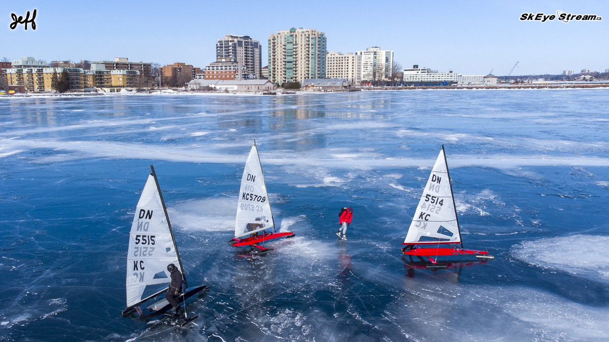 SkEyeStream's tweet photo. Iceboat sailing this afternoon along the Kingston waterfront. Our team was there flying alongside them capturing footage. Video to follow when it’s completed! #ygk @kingstonyc https://t.co/tmhR1YXkzM