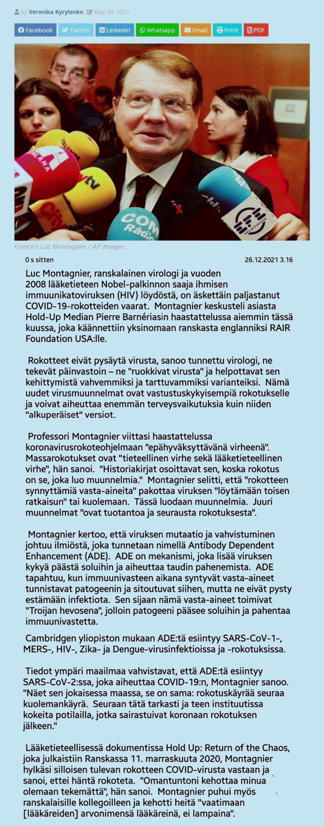 Luc Montagnier oli keskeisiin AIDS-tutkijoihin lukeutuva ranskalainen virologi. Hänen johtamansa tutkimusryhmä löysi vuonna 1983 taudinaiheuttaja HI-viruksen. Hän menehtyi 8.2.2022. #RIPLucMontagnier