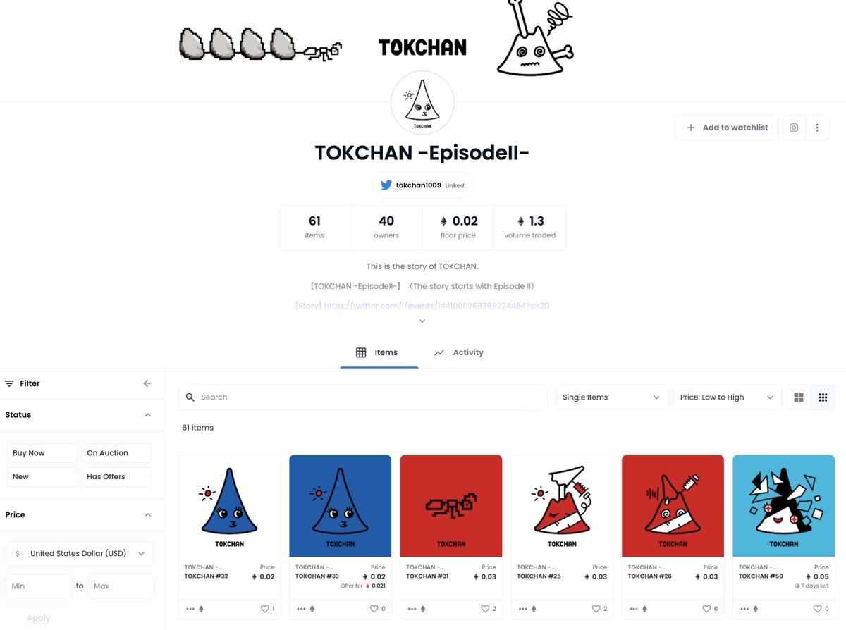 🌸Trading volume has surpassed 1 ETH🌸
Very grateful for that. I'm tired from the NFT promotion activities on Saturday and Sunday, so I'm going to sleep a bit🌙
Please just do this RT my pin📌 😊

opensea.io/collection/tok…
#NFTart #NFTCommumity #NFTcollector #NFTartwork #NFTCute