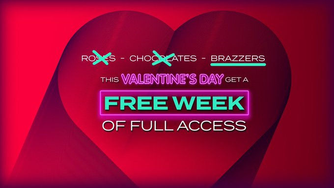 This #ValentinesDay get a FREE WEEK of full access to @Brazzers - visit now: https://t.co/rrdsATgCkd<a href="/tag/valentinesday"class="tags">#ValentinesDay</a>