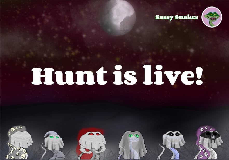 The new Hunts contract has been deployed! 

The next hunt will begin on Tuesday at 14.00 UTC, so be sure to have your snakes enlisted by then so that you can be in with a chance to win Sassy Snake Eggs and $SKIN!
