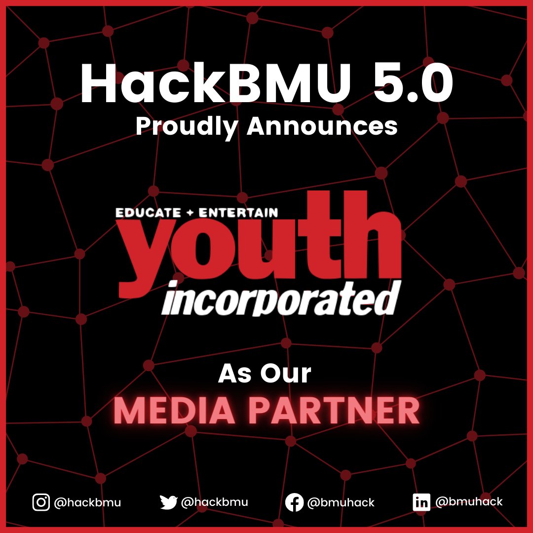 hackbmu's tweet photo. Media partnership is a collaboration!!

A collaboration that helps us bring this event to you ;)
A collaboration that saves you a lot of regrets 
We are proud to welcome Youth Incorporated as our Media Partner.

#support #community #team #leadership #future #teamwork #empowerment https://t.co/HKpRlSXOYR