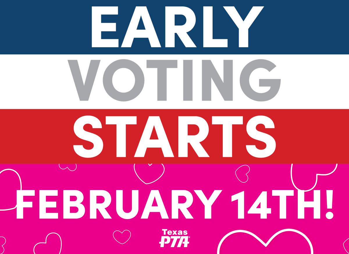 txstatepta's tweet photo. Early voting starts tomorrow! Check out our voting resources before heading to vote. https://t.co/IuXJgqdMpp

#PTAVotes #txlege #txed https://t.co/ugoYWE3mn1