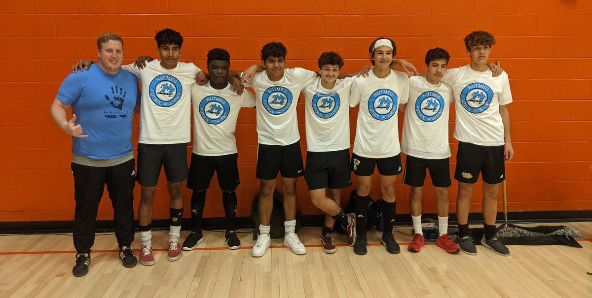 Congratulations to Colton Loague, Rodrigo Marquez-Herrera, Jimmy Marquez-Herrera, Gerald Ackah-Mensah, Ubaldo Martinez-Marquez, Max Whitlock, and Nolan Dye for winning the Nutmeg Futsal League at PCO today against US Grant 3-2. #GoldStandardFutsal #Stingem