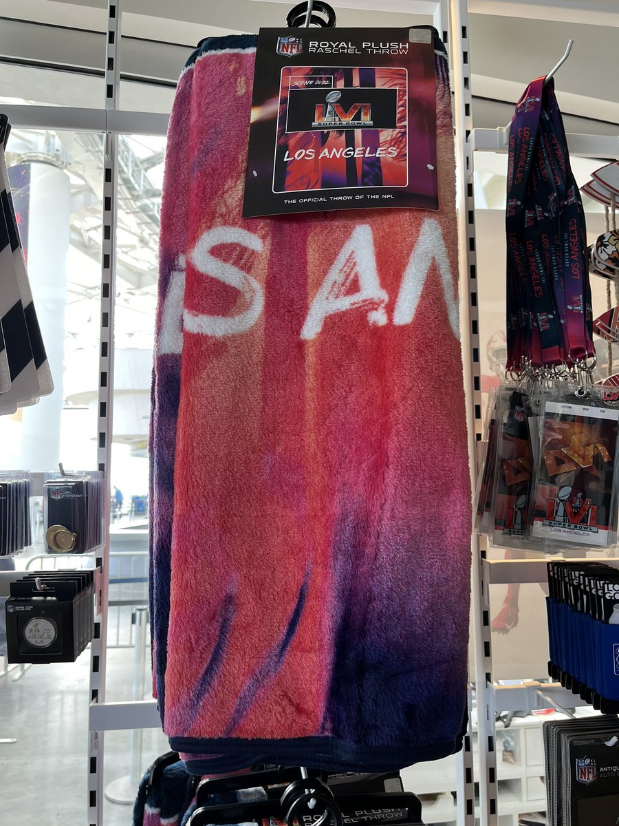 TJBerka1's tweet photo. Super Bowl LVI beach towel in L.A.? Why not? Costs $49.99 if so inclined #SBLVI https://t.co/alCWVTL0Cx