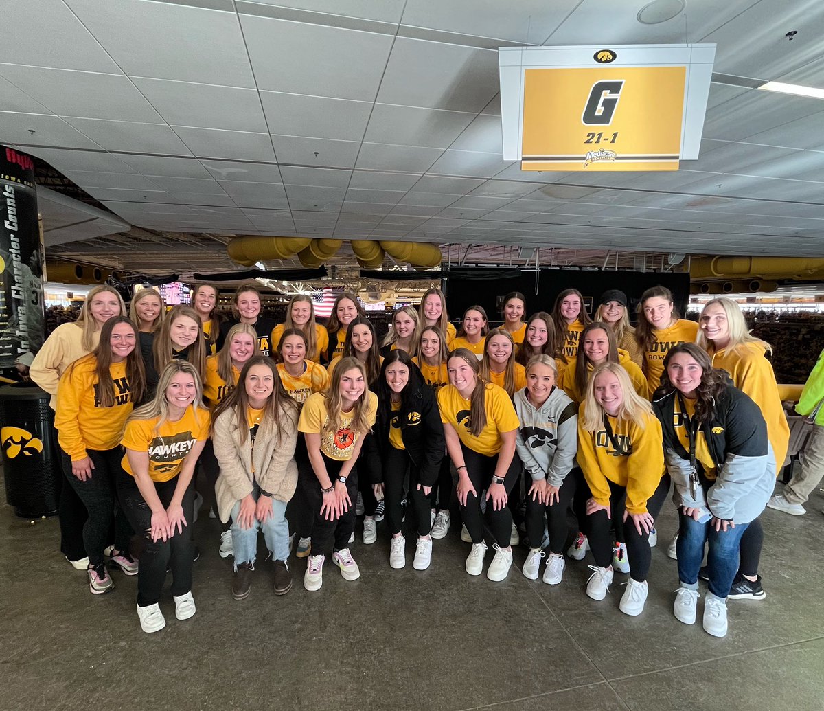 A big shout-out to this lineup - recognized today at the <a href="/iowahoops/">Iowa Men’s Basketball</a> game by the Presidential Committee on Athletics for achieving a 3.0+ term GPA #StudentAthletes #GoHawks #Hawkeyes