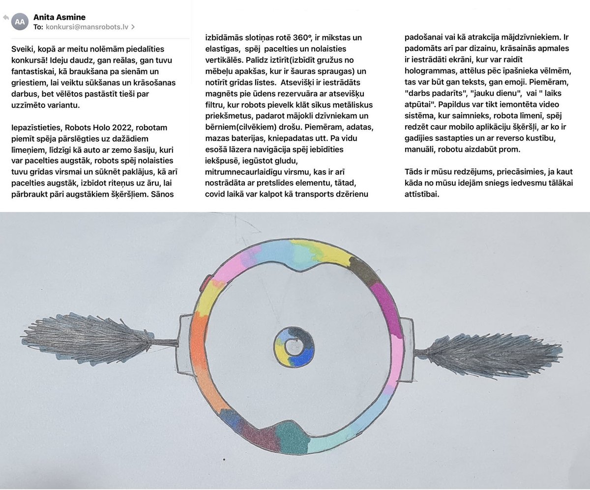 Paldies! Kopā ar jums nosapņojām 186 nākotnes robotus. Kādiem tiem jābūt, ko jāprot, kā jāsazinās un jāpārvietojas.

Divi nākotnes robotu sapņotāji balvā nupat saņēma šodienas sapņu robotus.

Lai piepildās arī pārējie sapņi!