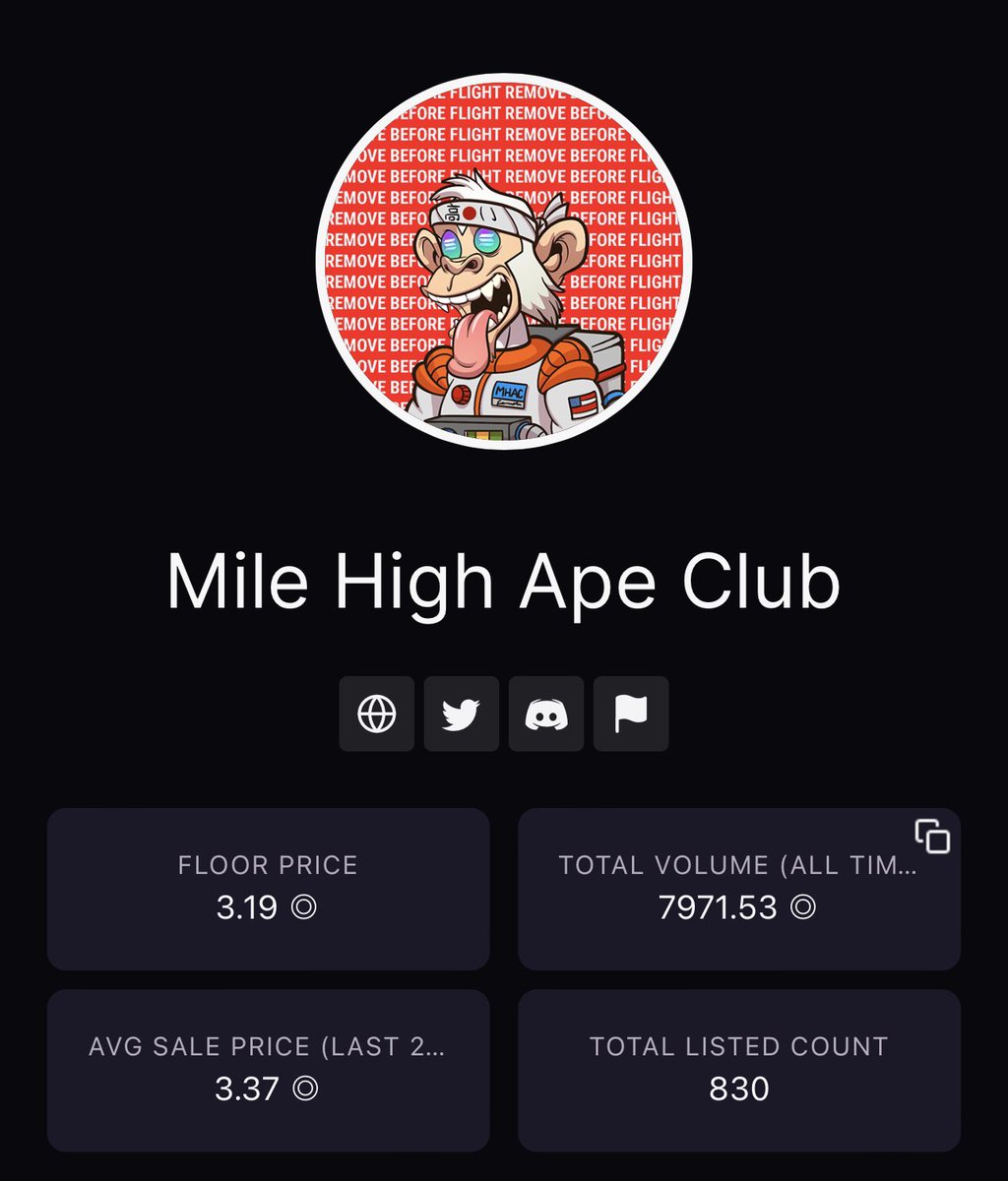 Atitty's tweet photo. While people were paperhanding for 1.5 I was telling my discord to pick some up!

I’m so bullish on @milehighapeclub i can’t wait for the hijacked apes!! 🚀 https://t.co/VTUGcaMPYU