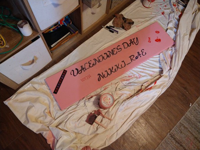 2nd sign is pretty much finished. The paint on the letters had blead really bad had to redo a lot of<a href="/tag/sign"class="tags"><span>#sign</span></a><a href="/tag/photoshootprep"class="tags"><span>#photoshootprep</span></a><a href="/tag/valentinesday2022"class="tags"><span>#valentinesday2022</span></a><a href="/tag/val"class="tags"><span>#val</span></a>