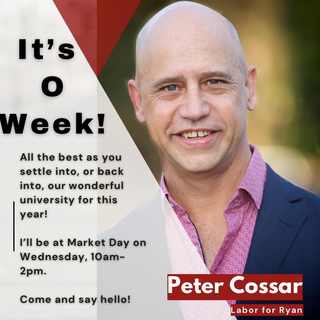 Peter_Cossar's tweet photo. The start of a new year at the wonderful UQ! Come and say hello if you see me around. Check out the student Labor clubs!

#laborforryan #betteropportunities #bestchoiceforryan #abetterfuture #TurnRyanRed #RyanVotes #protectUQ #OWeek https://t.co/rQJDJ2R5aw