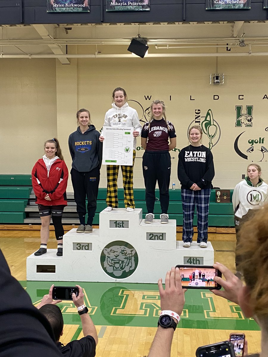 CNERocketsWres1's tweet photo. Hanna Groeber 1st place (DISTRICT CHAMP!) Jesse Foebar 3rd place. Lilly Braden 5th place. Hanna Heller and Lilly Taylor 6th place. https://t.co/pncANFqMAZ