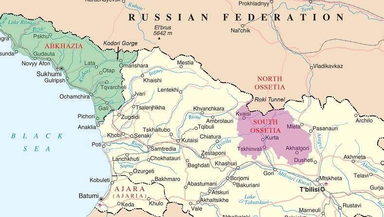 Где проходит граница россии с абхазией грузией. Границы Осетии и Абхазии. Граница Абхазии и Грузии на карте. Карта Грузии и Абхазии и Южной Осетии и Аджарии. Грузия и Абхазия на карте России.