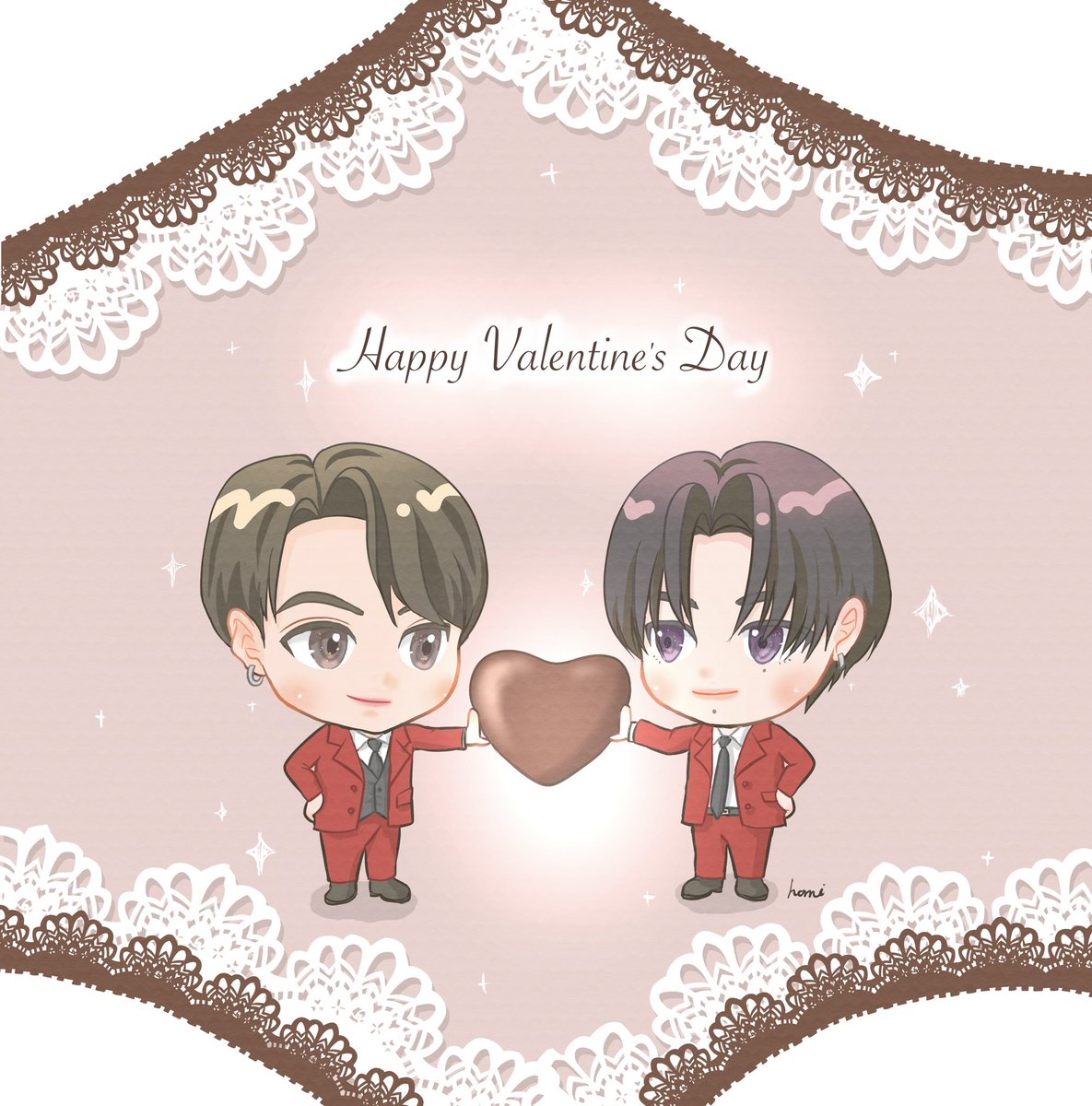 HoMi04985178's tweet photo. ❤️Happy Valentine's Day🤎
今回は🐈‍⬛ジェイ🐥ニキで描いてみた🙌
#ENHYPEN #ENHYPENfanart #ENHYPEN_fanart #JAY #NI_KI 
#HappyValentinesDay 
※Tamed-Dashedの🏉ボールクルクルイリュージョン？風にチョコを持つ図（🍫素手で持つと溶けるけど😂） https://t.co/THk2RG3CGf