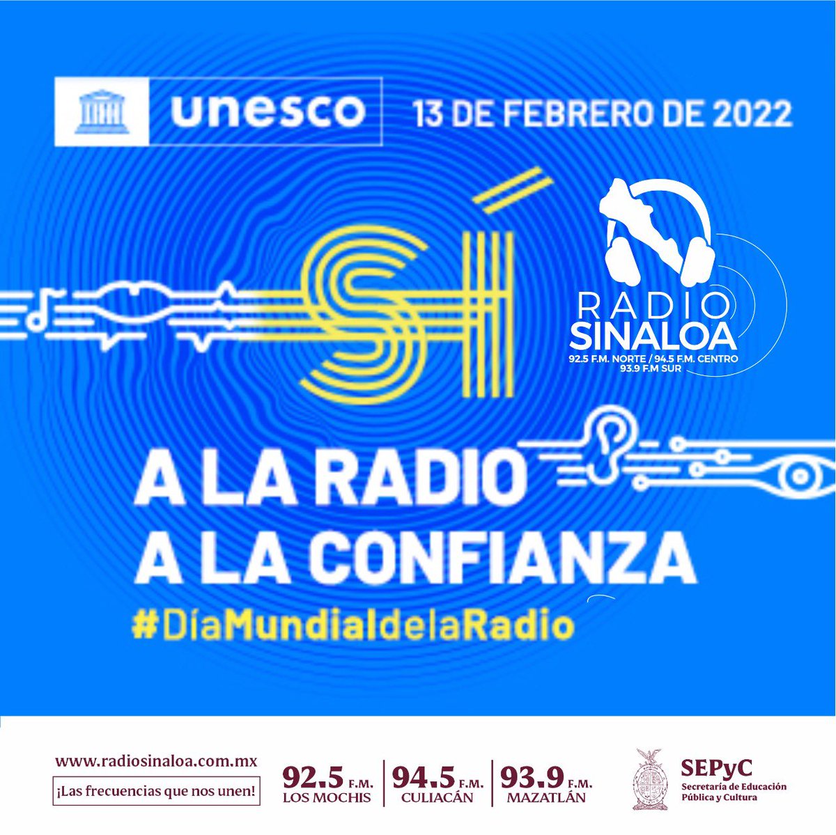 RadioSinaloaFM's tweet photo. 🎙️ ¡Sí a la radio!
🎙️¡Sí a la confianza!
🎙️¡Sí a la diversidad!
¡Celebremos el #DiaMundialdelaRadio! https://t.co/ZAkZJkaS1z