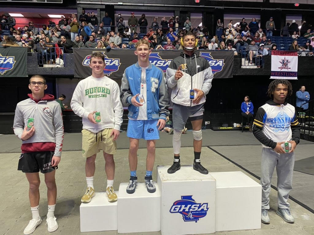 WrestlingPope's tweet photo. Aidan Karpinski places 3rd at 132 lbs at the 2022 GHSA State Championships and ends his year with a record of 39-3. Aidan is a 3-time state placer and will lead the Pope Greyhounds next year as senior in high school. https://t.co/G0PZrc1EuT