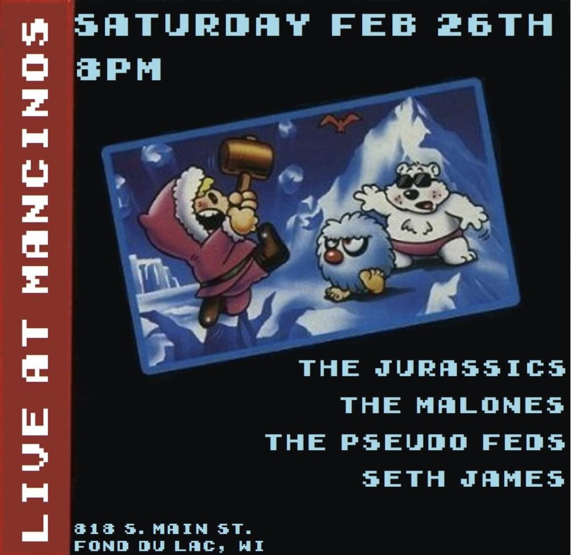 Saturday February 28 we are at Mancino’s in Fond Du Lac!

Subs, pizza, punk. Name a more iconic duo!
