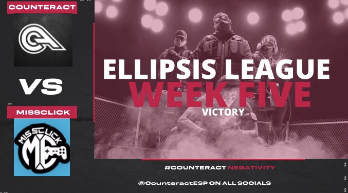 CounteractESP's tweet photo. Huge display from our Console R6 roster as we defeat @TeamMissclick in @EllipsisLeague to keep our hopes of reaching the playoffs alive! 

GgWp #CounteractNegativity https://t.co/fC2ajm5RZb