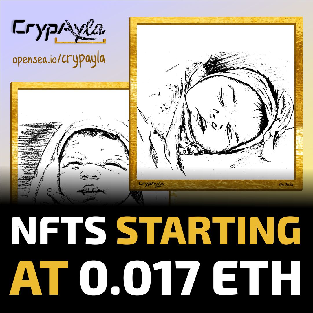 Crypayla starting as a new Collectible NFT option for investors! NFTs starting at 0.017 ETH!
opensea.io/Crypayla

#NFT #nftart #digitalartwork #nftartist #nft #nfts #nftcollector #nonfungibletoken #cryptoart #nftcollectors #nftdrop #exclusivenft #rare #cryptoartist #cryptoart