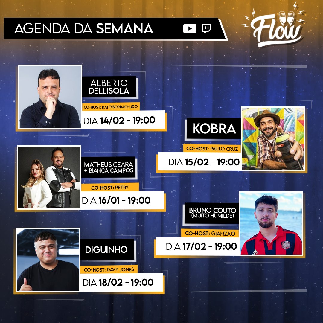 Flow Podcast on X: HOJE [16/02 - 19:00] - @matheus_ceara + Bianca