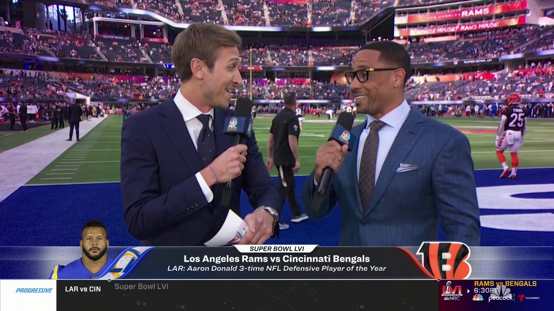 Ari Meirov on X: 'Rodney Harrison just said on NBC's pregame show that  Aaron Donald told him there's a strong possibility he could retire if the # Rams win the Super Bowl. Video