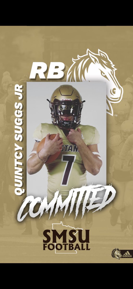 quintcy1's tweet photo. Announcing my COMMITMENT TO @SMSUfootball 🟤🟡🐴 @CoachBlack22 @CoachDP78 @CoachErdmann @QuintcySherriS1 https://t.co/sHoQ40rkTV