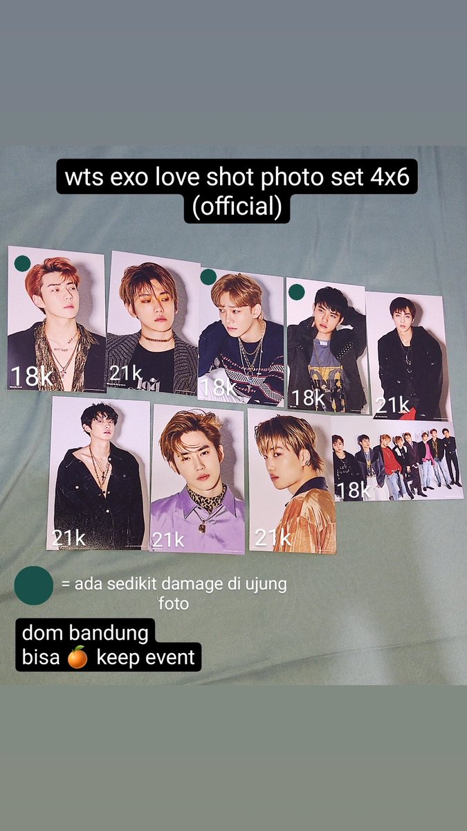 kiyomintchoco's tweet photo. WTS exo love shot photo set 4x6 (official) 
dom bandung
bisa 🍊 keep event
more info dm me 
#WTS #wtsexo https://t.co/75iJUQrGYw