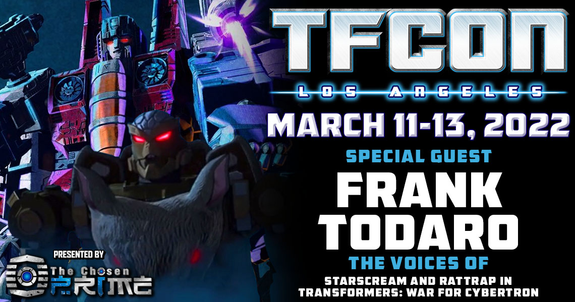 tfconofficial's tweet photo. #TFcon is very happy to announce @FrankTodaroVO the voice of #Laserbeak #Rattrap #Ravage #Refraktor #SparklessBot, and #Starscream in #WarForCybertron will be a guest at #TFconLA 2022
Presented by The @ChosenPrime
Tickets on sale at https://t.co/Ep429aoE5y https://t.co/r7ab75B8lw