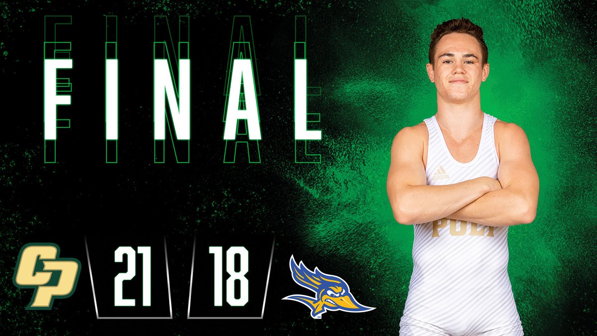 CalPolyWrestle's tweet photo. 🚨FINAL🚨

Cal Poly defeats @CSUBWrestling 21-18 ‼️ https://t.co/jLpAwUHgSW