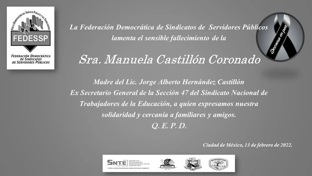 Expresamos nuestro más sentido pésame y solidaridad, un abrazo fraterno.
#QDEP