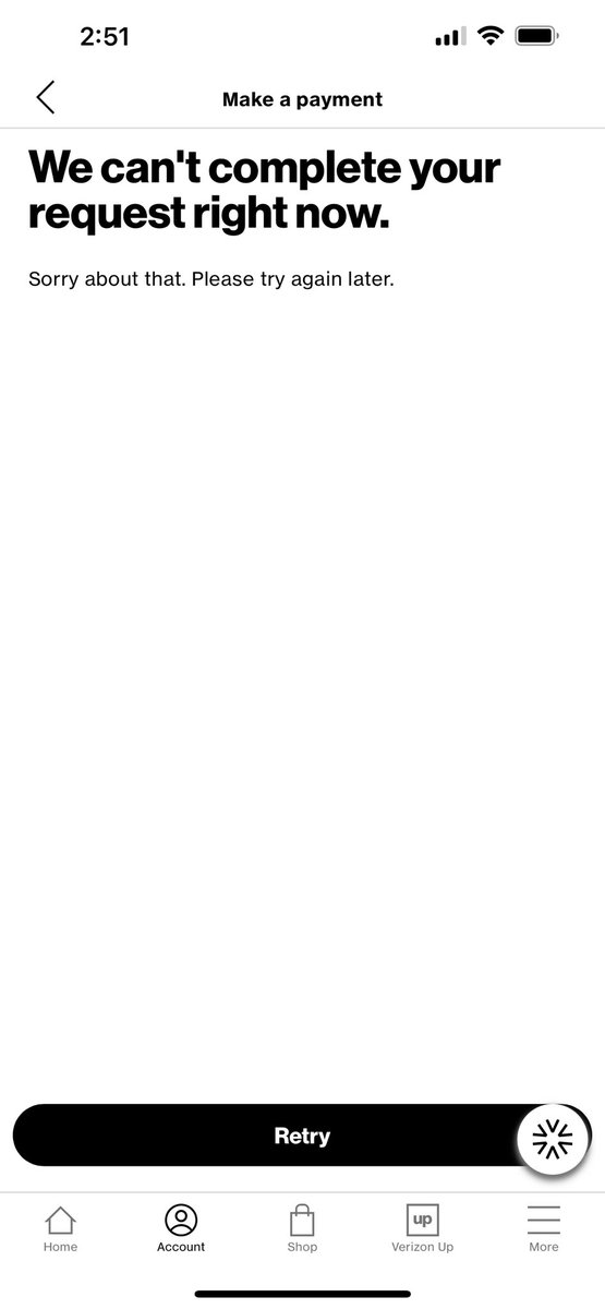 TimToddSC's tweet image. ⁦@VerizonSupport⁩ I’ve tried to pay my bill numerous times during the past two days and received this same message every time. My bill is due tomorrow.