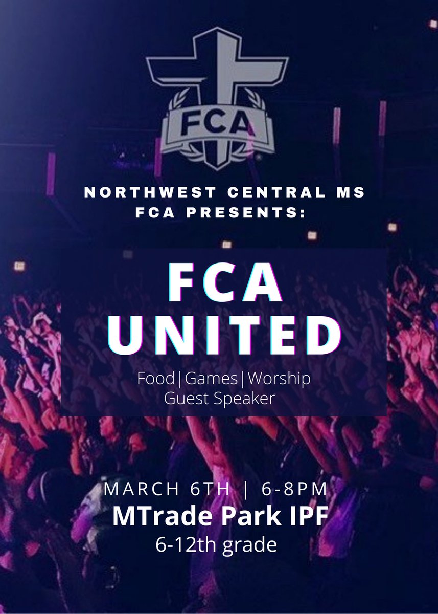 🚨All Lafayette county high school and middle school students! FCA United’s mission is to unite the community in Christ through worshipping and growing in our faith together, regardless of what school or church you go to! See you there!