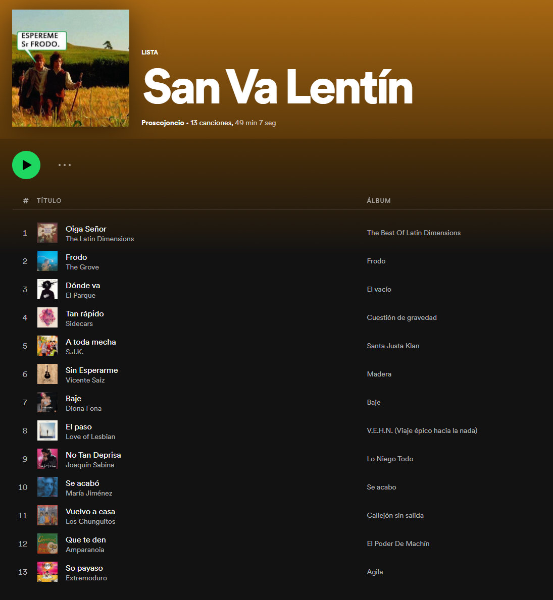 Proscojoncio's tweet photo. La playlist más romántica. https://t.co/hsL1yuKebr