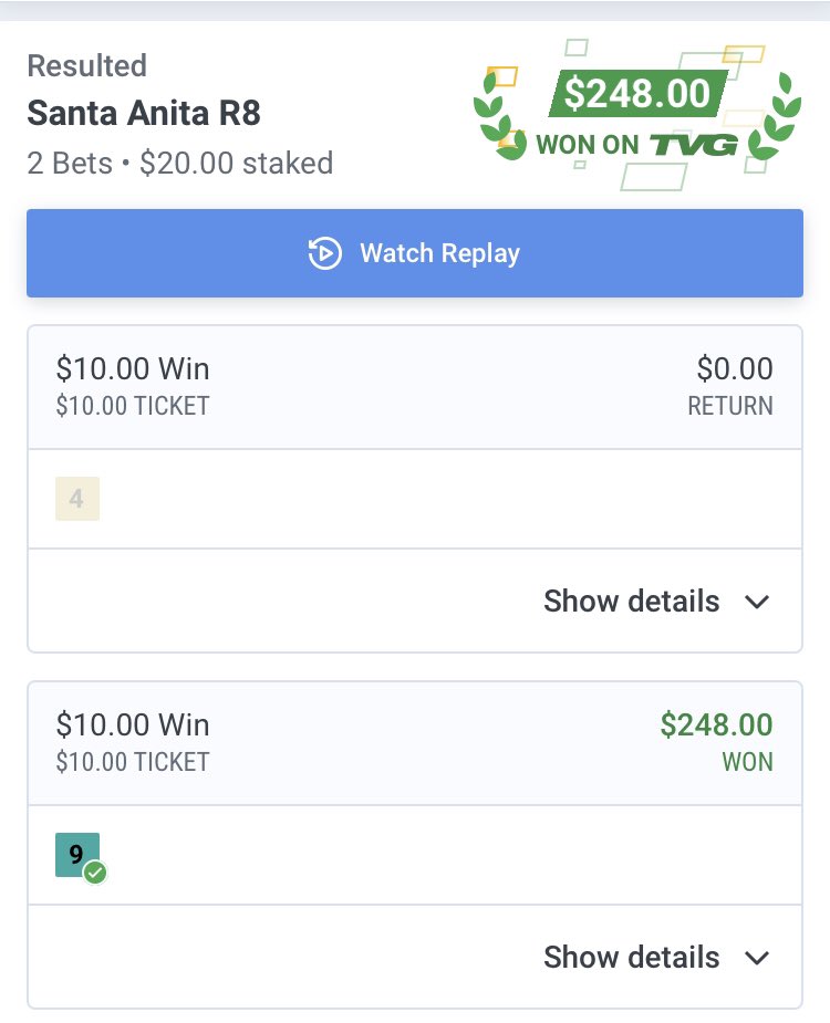 bastasini's tweet photo. @SimonTVG @TVG Outstanding call in the 8th @ Santa Anita. Thank you Sir!! Cheers, Sb https://t.co/n5XGmNhHnk