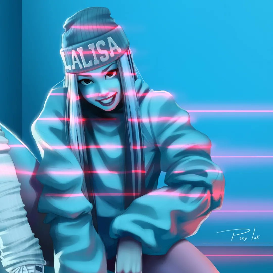 Blackpink lisa fan art!! The swag👌🏻🔥 #digitalart #illustration #fanart  #lisa #lalisa #blackpink #swag #style #color #neon #kpop #girl, image size:1080x1080