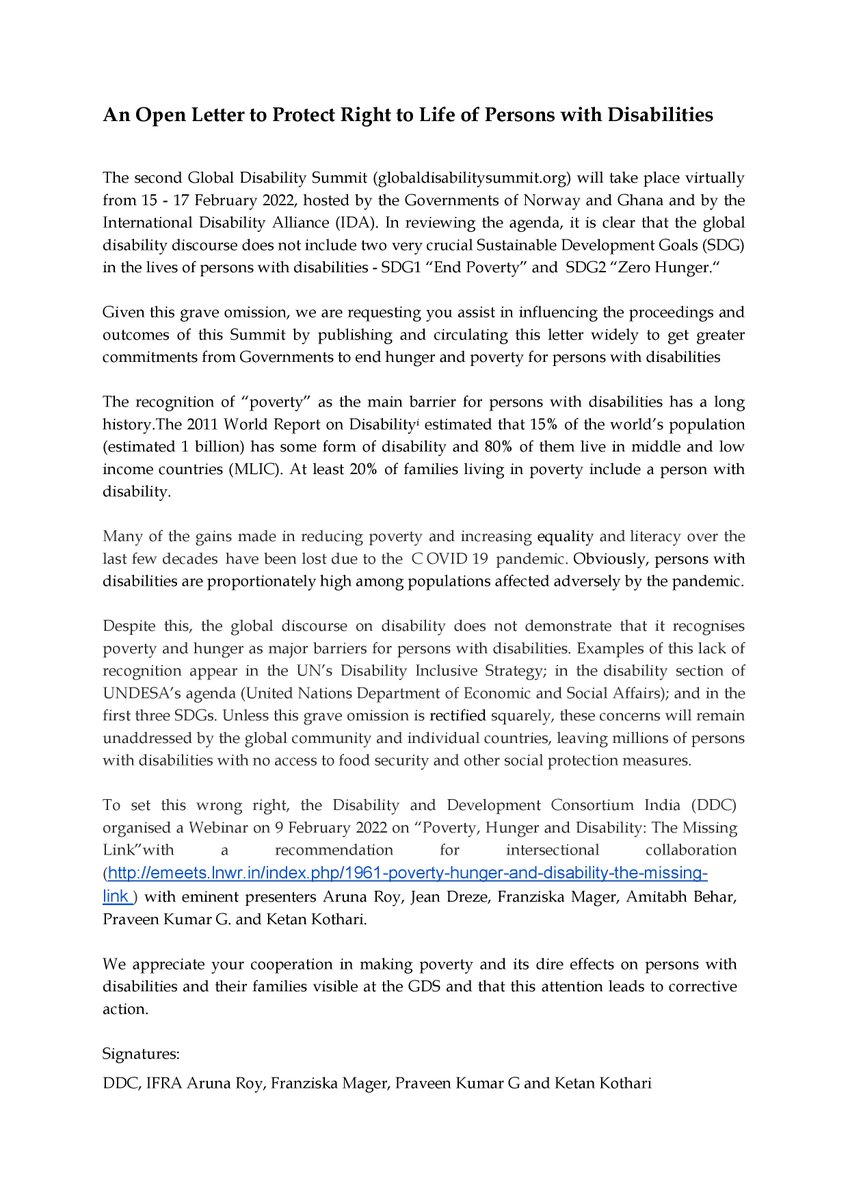 CBRglobalnet's tweet photo. An Open Letter to Protect Right to Life of Persons with Disabilities. 
#righttolife #personswithdisabilities #Globaldisabilitysummit
@IDA_CRPD_Forum https://t.co/bJ59zMxI3d