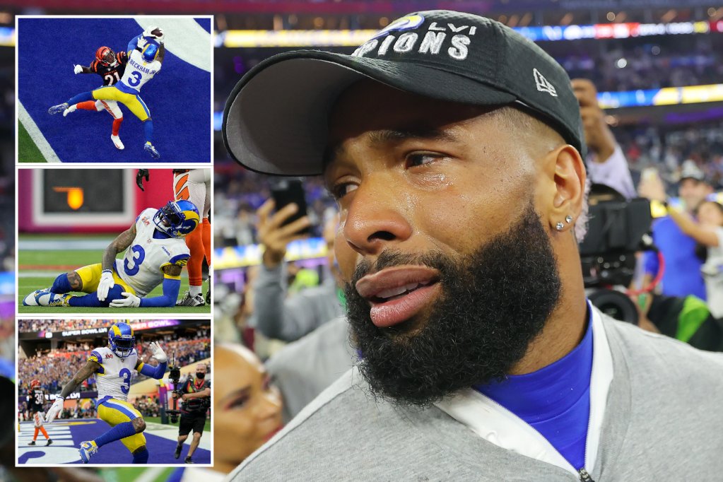nypost's tweet photo. Odell Beckham turns Super Bowl 2022 agony into long-awaited ecstasy https://t.co/eH9bCmsZeL https://t.co/XHSzGHWBjM