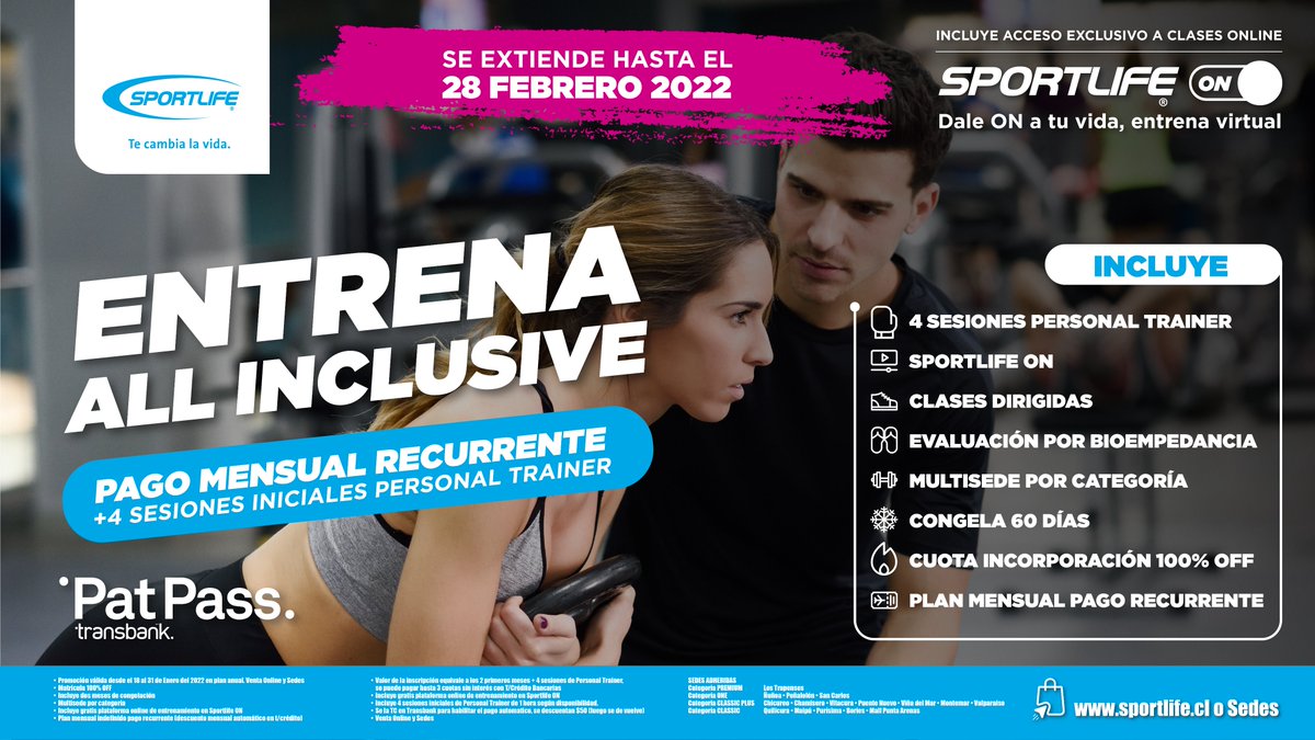 ⚡️ALL INCLUSIVE⚡️Disfruta de nuestro Plan Anual con 45% de descuento y múltiples beneficios 💯

#sportlifetecambialavida 💙
#sportlife #sportlifechile #sportlifeñuñoa #sportlifevalparaiso #gym #gymbro #gymmotivation