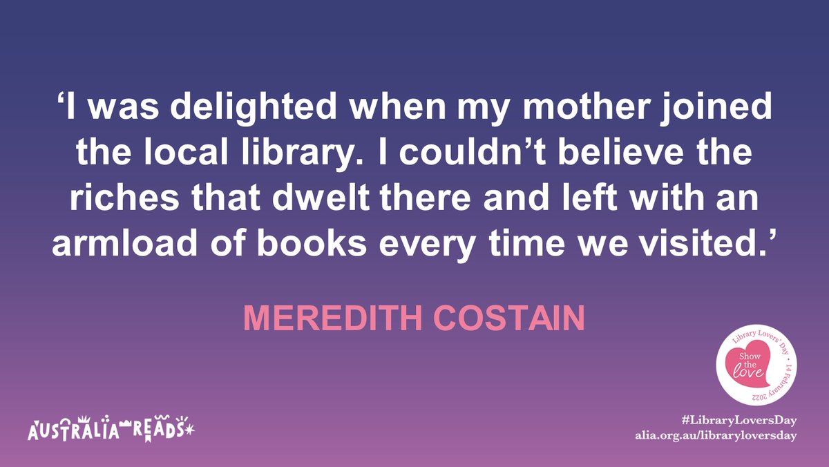 It's Library Lovers' Day! Thanks to all the wonderful librarians for the amazing job you do – every day! 💞📚📚📚
#LibraryLoversDay #AustraliaReads <a href="/australiareads/">Australia Reads</a> <a href="/ALIANational/">ALIA</a>