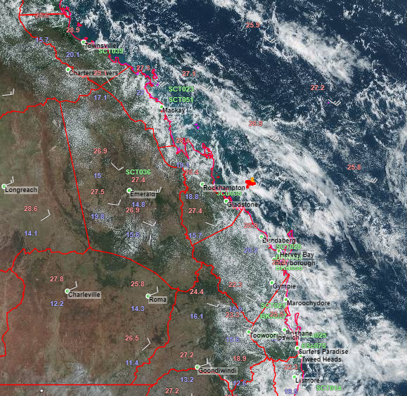 Windy along much of #Qld the coast today with a Strong Wind Warning current from the Townsville Coast to the Sunshine Coast. A few showers and thunderstorms possible along parts of the coast today and for the next few days. Forecasts/Warnings at weather.bom.gov.au