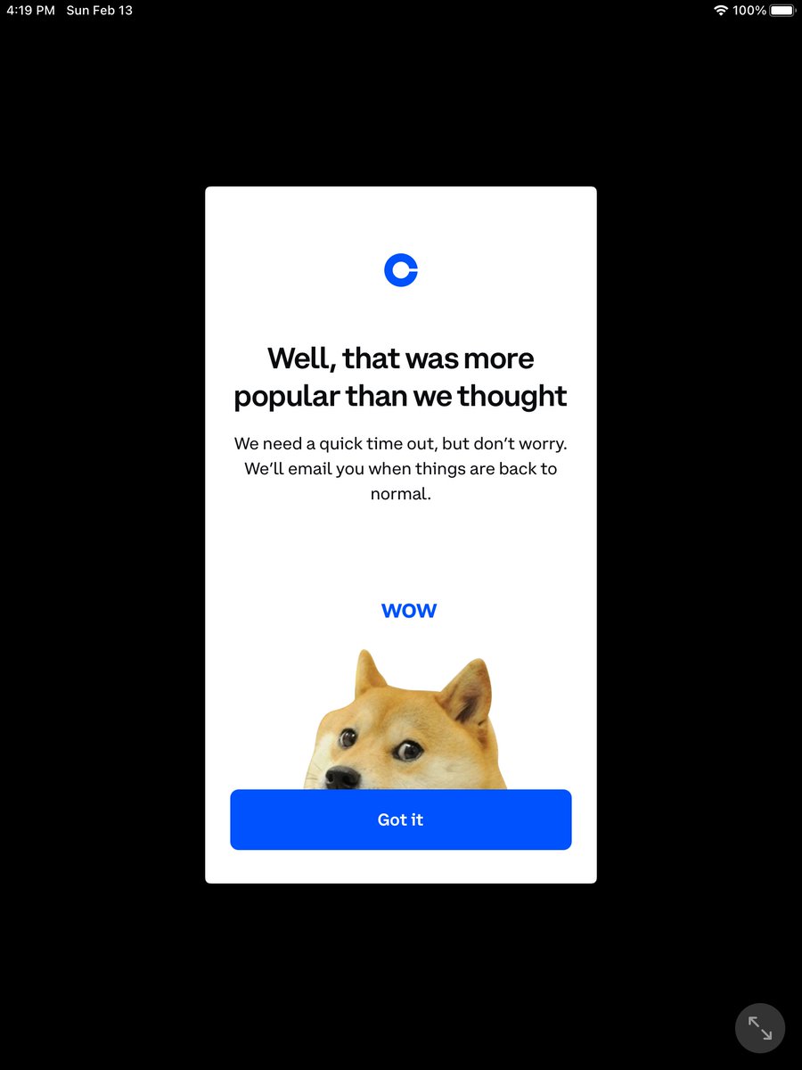 annzo's tweet photo. Oops @coinbase I hope it still works #SuperBowlAds https://t.co/oTQozBk4Xn