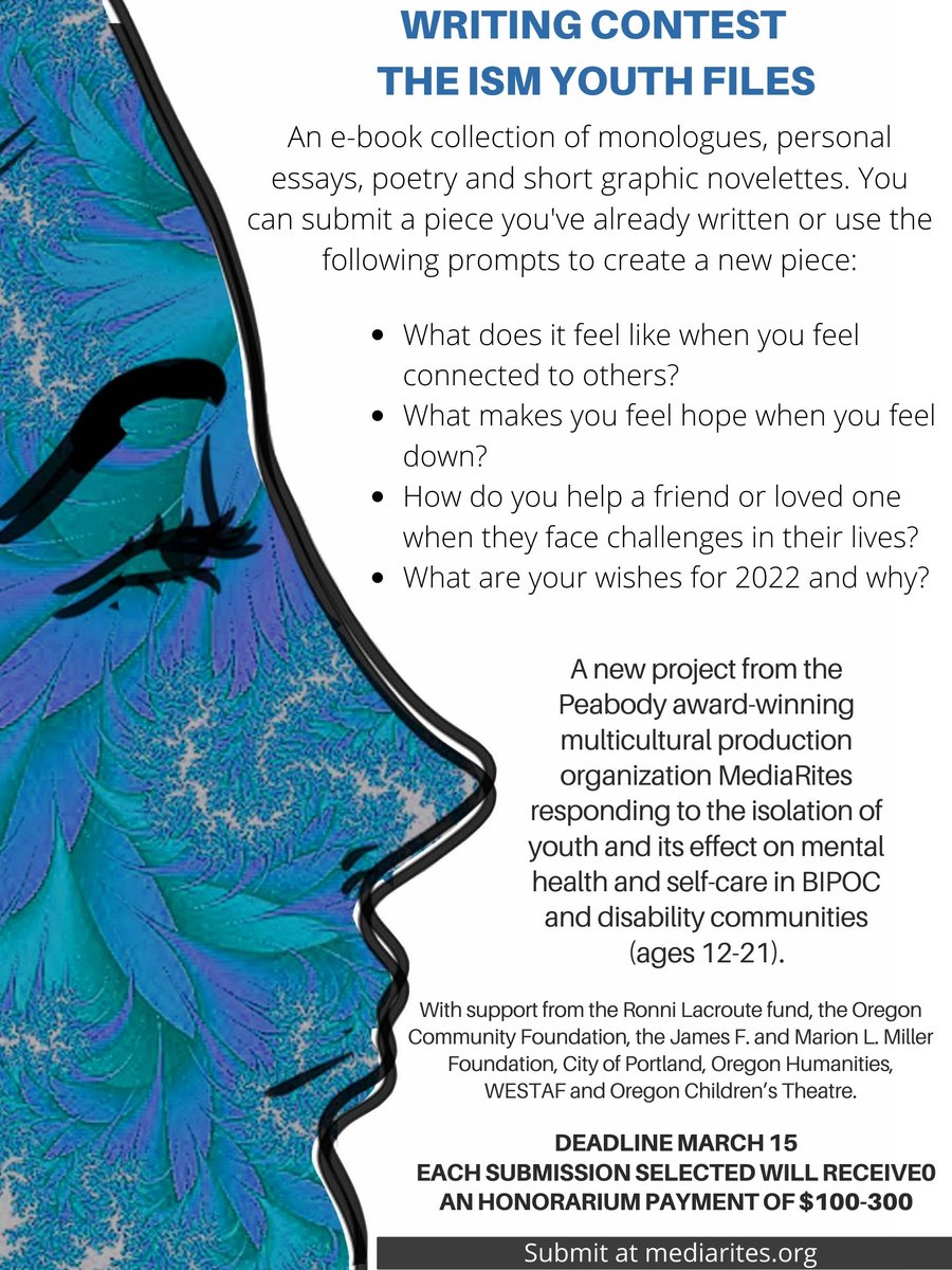 Join Samson Syharath <a href="/Mediaritespdx/">mediaritespdx</a> for a free ISM Youth Files online writing workshop for youth: 
Thursday, February 24  4:30pm - 6:00pm (ages 12-14)
Saturday, February 26  1:00pm - 2:30pm  (14+ up)
Hosted by @OCTportland

#youth #writing #Mentalhealth
mailchi.mp/6cfa16510c02/i…