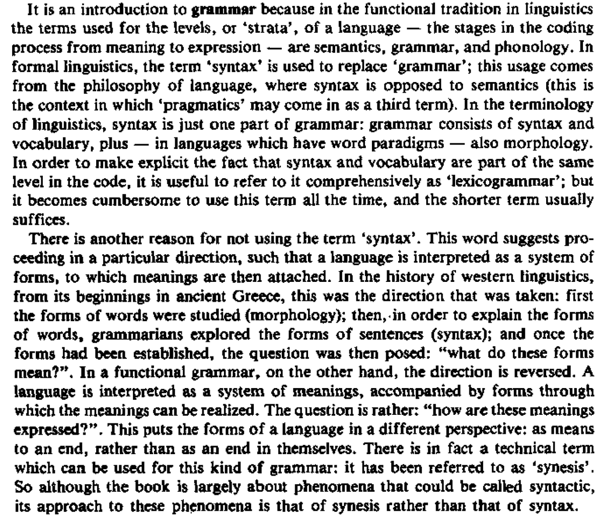 eldonnn's tweet photo. MAKHalliday 1985, 1994. from the introduction to our "bible". 
(helpfully posted on the sysfunc mailing list by chris cleirigh) https://t.co/DGUeciMN3D