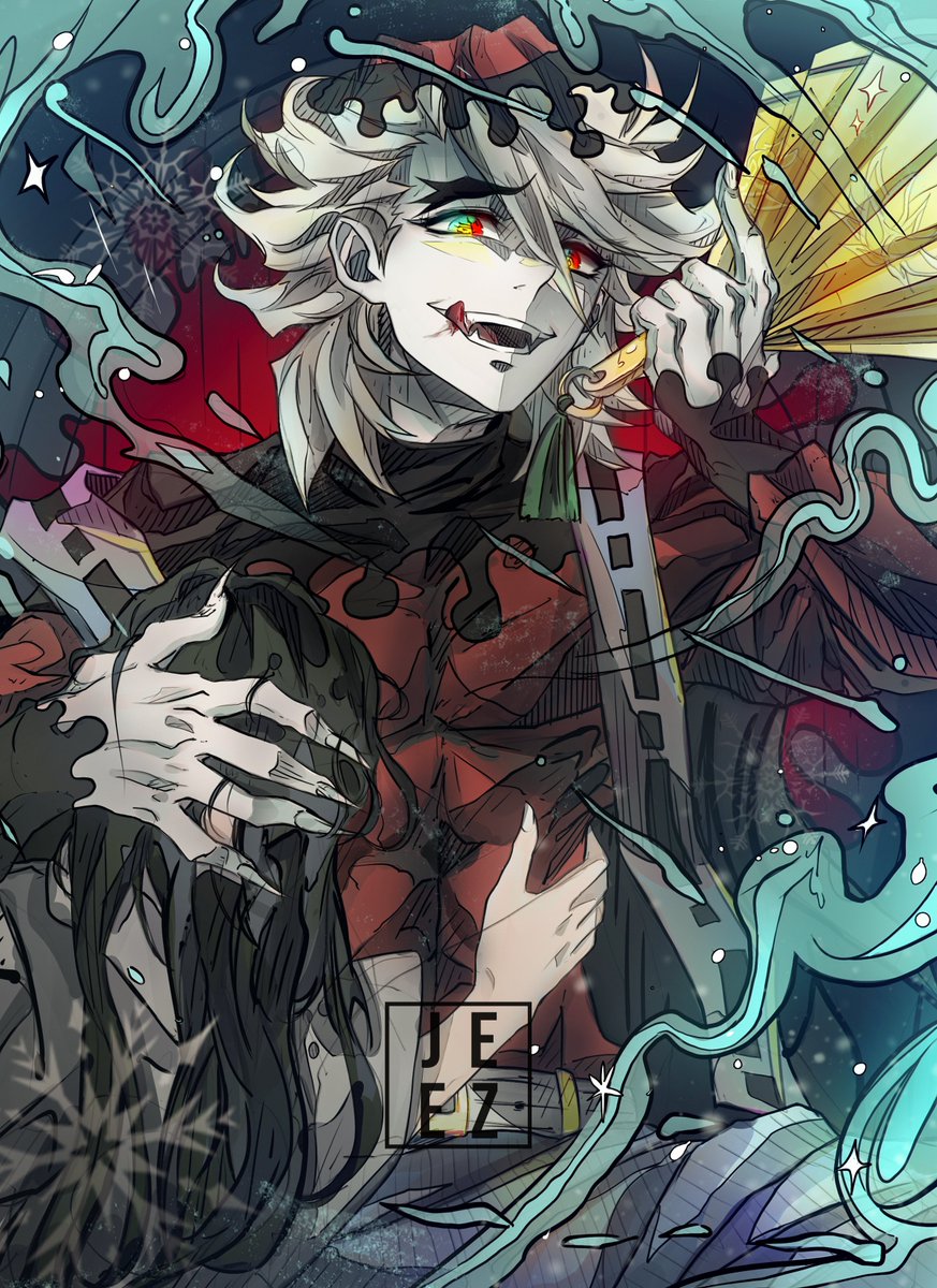 jeezartzz's tweet photo. OK I CHANGED HIS HAIR 😭HERES DOUMA SINCE HE FINALLY APPEARED IN THE ANIME #art #anime #douma #demonslayer #DemonSlayerSeason2 https://t.co/kvckclgIng