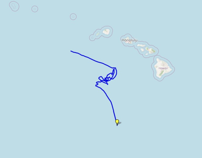 stratoballoon's tweet photo. Current position of the three @RavenAerostar #Thunderheads in flight right now:
#HBAL574 (blue) near Hawaii
#HBAL577 (green) above Mexico
#HBAL579 (red) above New Mexico https://t.co/XceGb7hCTn